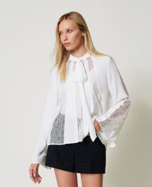 Blusa de crepé con encaje – Twinset