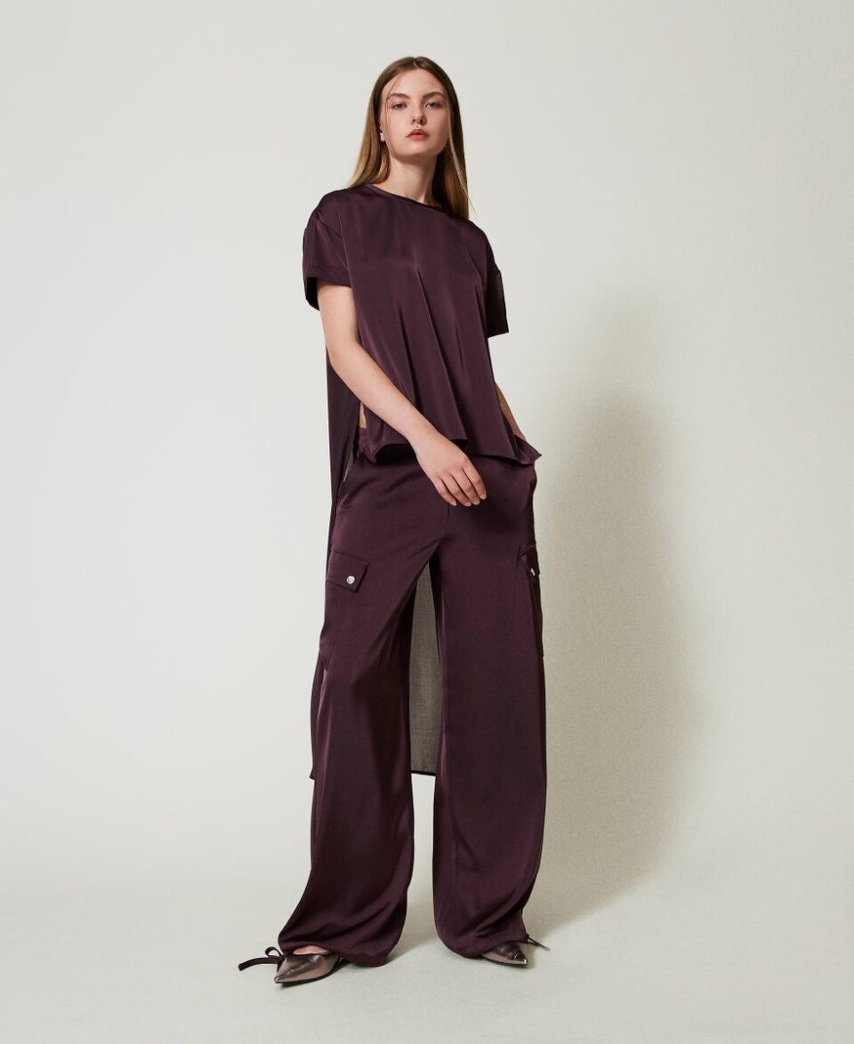 Pantalón de raso púrpura - Twinset