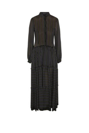 Maxi vestido georgette lunares negro – Masavi