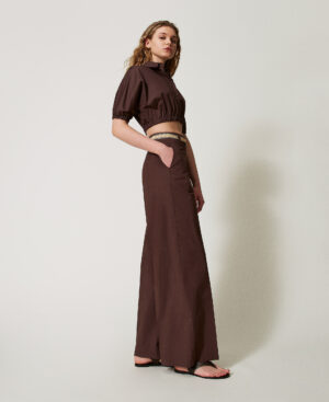 Pantalones palazzo de popelina con cinturón. – Twinset