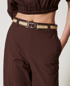 Pantalones palazzo de popelina con cinturón. – Twinset