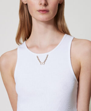 Top acanalado con cadena – Twinset