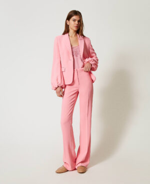 Top de raso rosa con bordado -Twinset