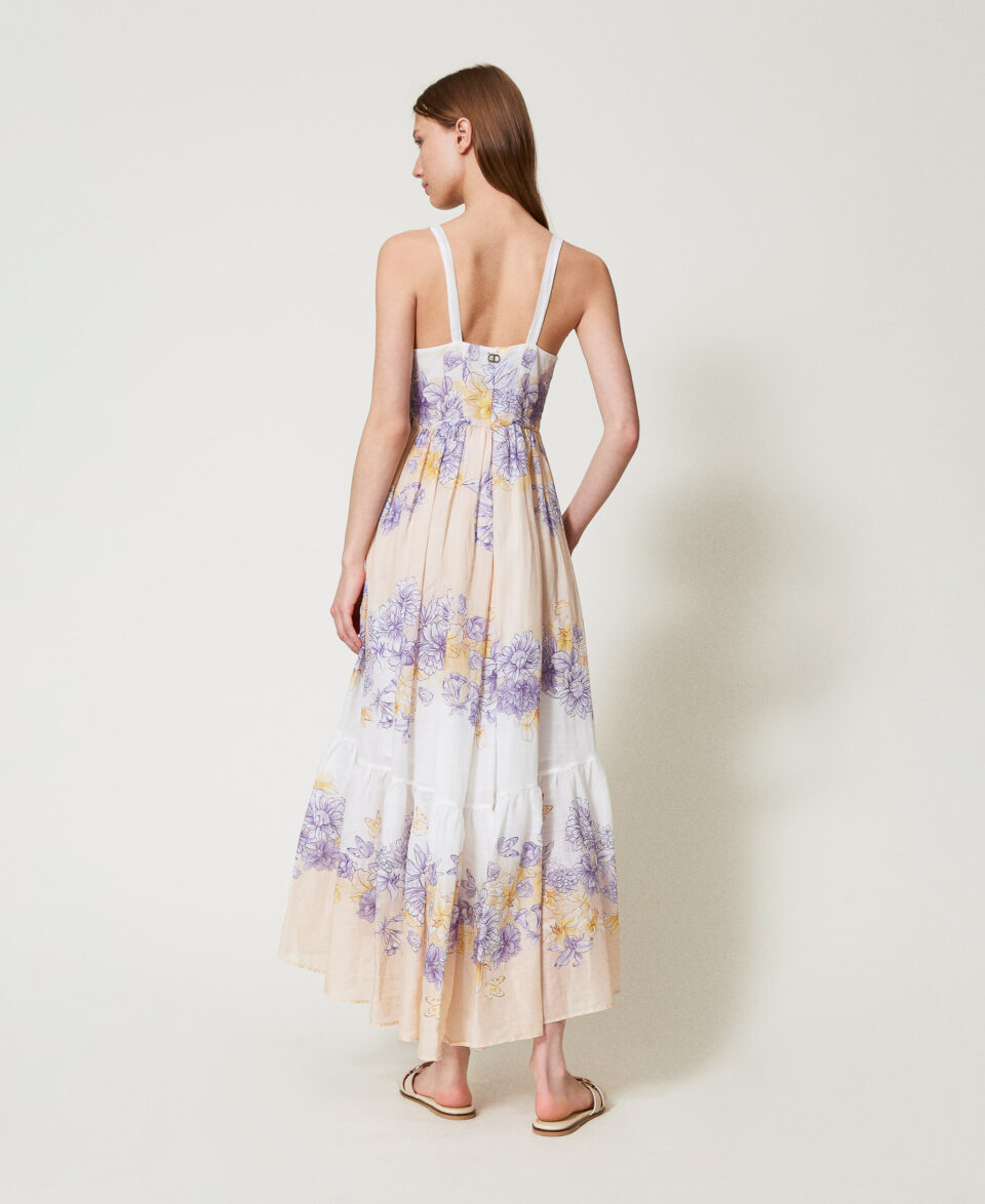 Vestido largo de estilo corpiño de ramio con flores - Twinset