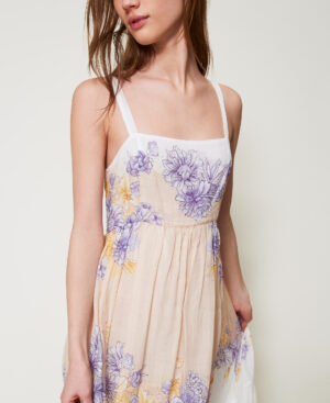 Vestido largo de estilo corpiño de ramio con flores – Twinset