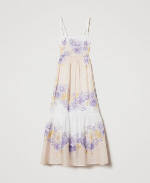 Vestido largo de estilo corpiño de ramio con flores – Twinset