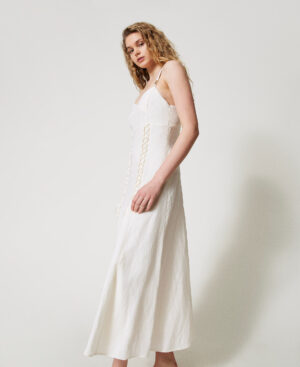 Vestido largo de mezcla de lino con cordones – Twinset
